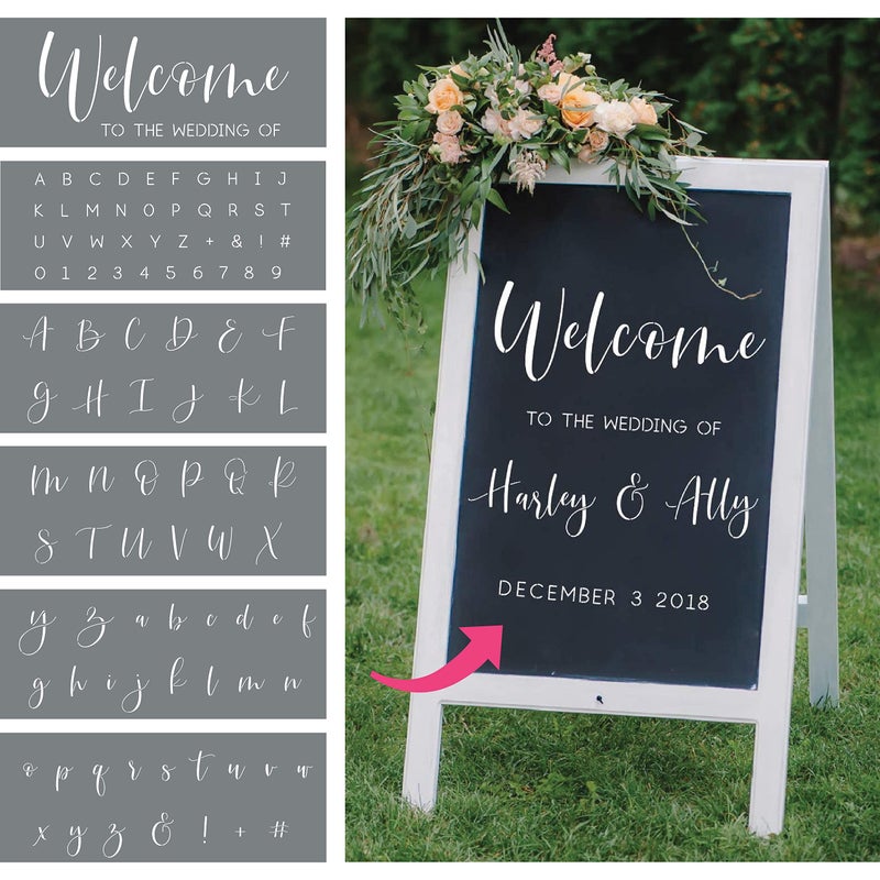 I Like That Lamp Wedding Letter Stencils: Set of 6 Reusable Alphabet Stencils for Custom DIY Wedding Decorations Easy Script Font - Image 2